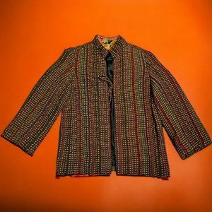 RARE Vintage LA VETTA of Beverly Hill Multi Color‎ Silk Quilted Jacket